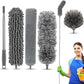 Feather Duster 100inch Bold Extension Telescopic Pole, Bendable & Washable Microfiber Dusters